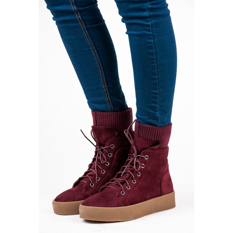 Ideal Shoes Maroon Creepers boots red 1