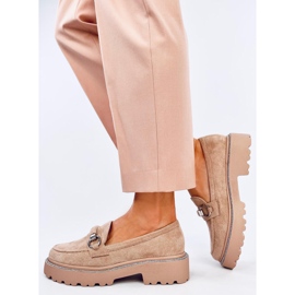 Sheady Khaki suede high sole moccasins beige 2