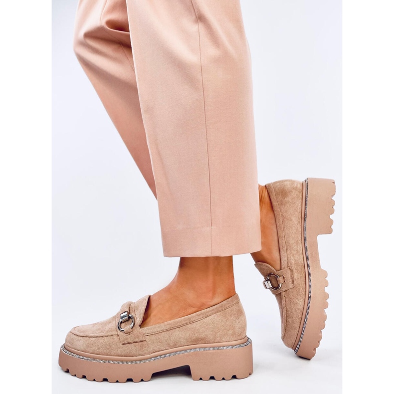 Sheady Khaki suede high sole moccasins beige 2