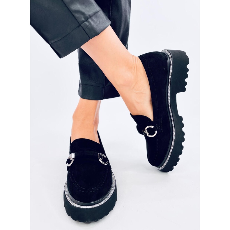 Sheady Black suede moccasins with high sole 2
