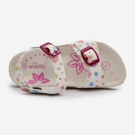 Children's sandals with flowers and buckles, white Memoria 1