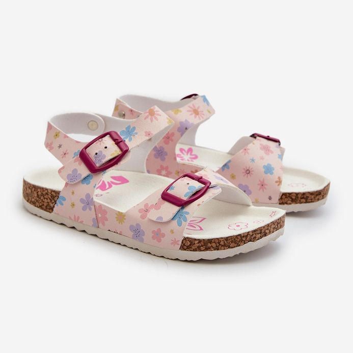 Children's Sandals With Flowers And Buckles Pink Memoria 1