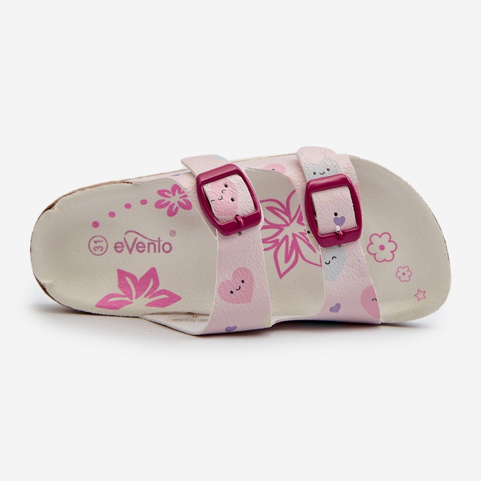 Children's Flip-Flops With Heart Buckles, Pink Abiding 1
