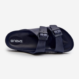 Men's light foam flip-flops with buckles, navy blue Avatara 1