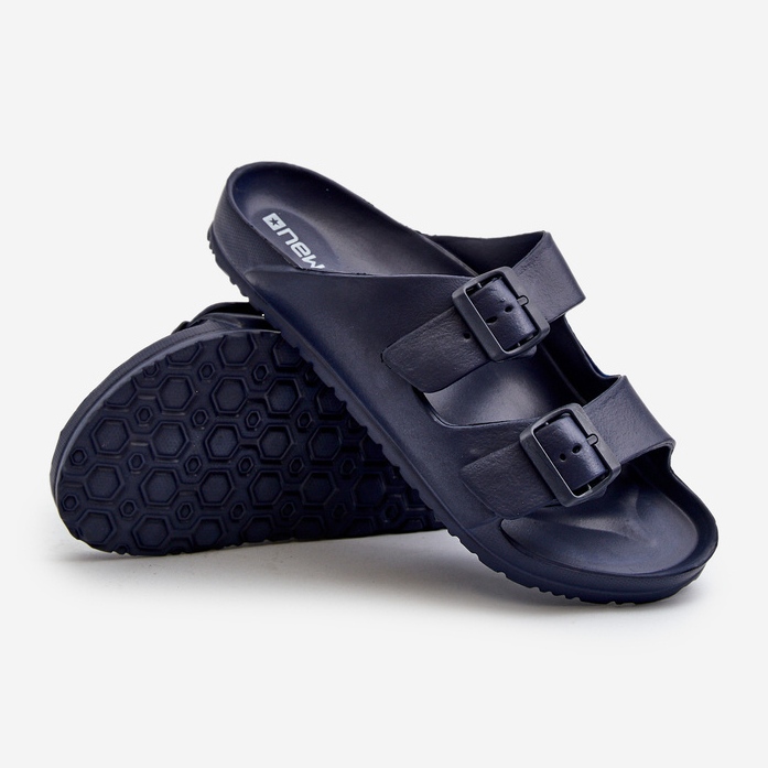 Men's light foam flip-flops with buckles, navy blue Avatara 2