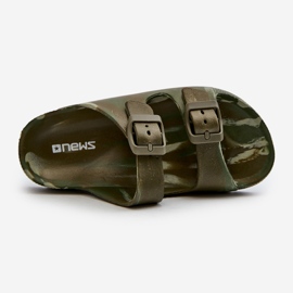 Lightweight boys' foam flip-flops with buckles, dark green, Adirnaca 2