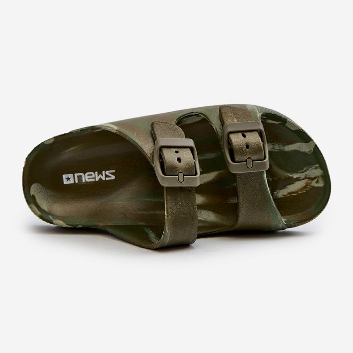 Lightweight boys' foam flip-flops with buckles, dark green, Adirnaca 2