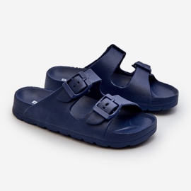 Lightweight boys' foam flip-flops with buckles, navy blue Adirnaca 1