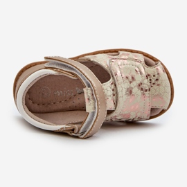 Children's Patterned Velcro Sandals, Gold Maellita golden 1