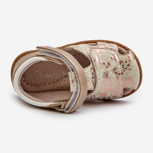 Children's Patterned Velcro Sandals, Gold Maellita golden 1