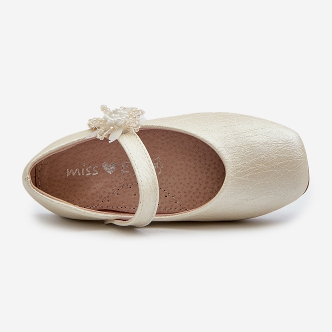 Children's glitter ballerinas with Velcro fastening, Beige Jeylin 1