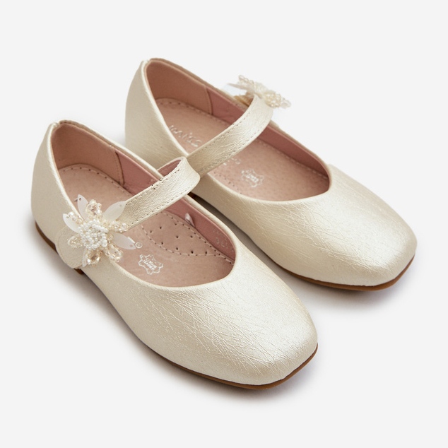 Children's glitter ballerinas with Velcro fastening, Beige Jeylin 2