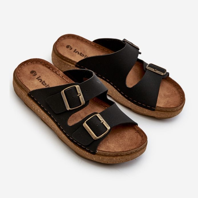 Light Comfortable Men's Flip-Flops With Buckles Inblu MT000016 Black 1