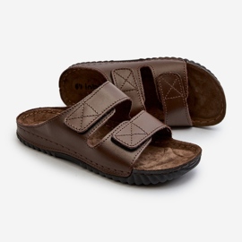 Comfortable Men's Flip-Flops With Velcro Straps Inblu FM00001U Dark Brown 1