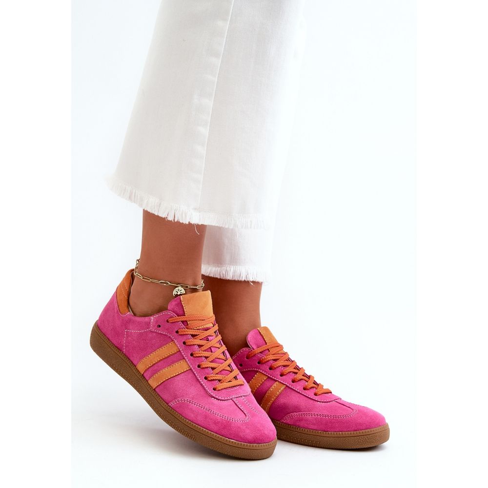 【タグ付き未使用】PP THICKER BOTTOMS 2 コーラルピンク Zazoo N1068 Suede Low Women's Sneakers Fuchsia