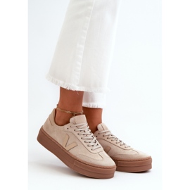 Zazoo N1100S2 Women's Suede Sneakers On Platform, Beige 2 Zazoo N1100S2 Women's Suede Sneakers On Platform, Beige 2