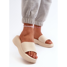 Women's Flip-Flops On A Platform And Wedge, Light Beige Vimarils 2