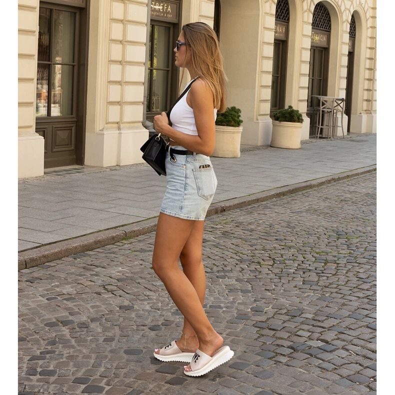 Pink mules with a decorative Maurla wedge 1