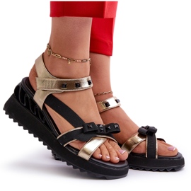 S.Barski Women's Sandals With a Bow D&amp;A CR956 Gold golden 4