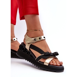 S.Barski Women's Sandals With a Bow D&amp;A CR956 Gold golden 3