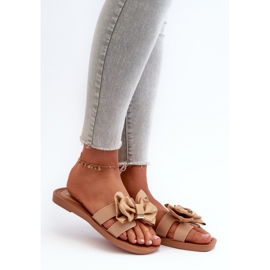 Women's Flip-Flops With a Bow Camel Rivarina brown 1