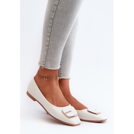 Women's Ballerinas Eco Leather With Decoration White Edoslli 1