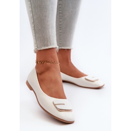 Women's Ballerinas Eco Leather With Decoration White Edoslli 2