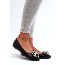 Women's Eco Leather Ballerinas With Decorative Detail Black Divinella 1
