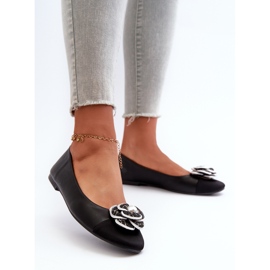 Women's Eco Leather Ballerinas With Decorative Detail Black Divinella 2
