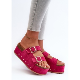 Women's Flip-flops On A Massive Platform With Buckles Fuchsia Cremila pink 1