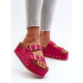 Women's Flip-flops On A Massive Platform With Buckles Fuchsia Cremila pink 2