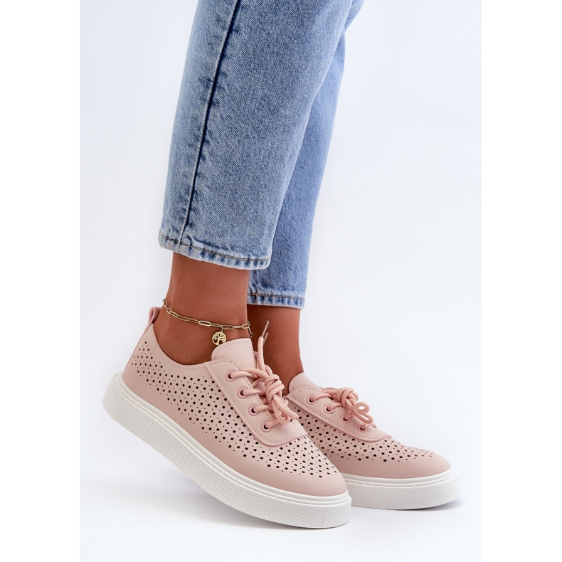 Openwork Sneakers on the Platform, Pink Tanvi 1