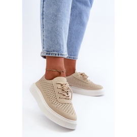 Openwork Sneakers Platform Sneakers Beige Tanvi 2