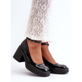 Black Patent Pumps With Massive Heels Effiba 1