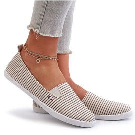 News Women's Beige Pazaria Slip-On Striped Sneakers 4