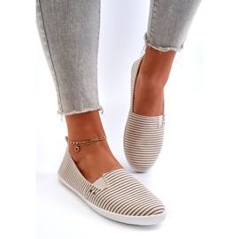 News Women's Beige Pazaria Slip-On Striped Sneakers 1