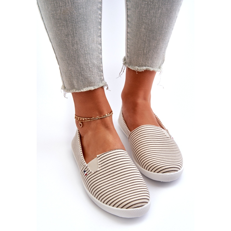News Women's Beige Pazaria Slip-On Striped Sneakers 2