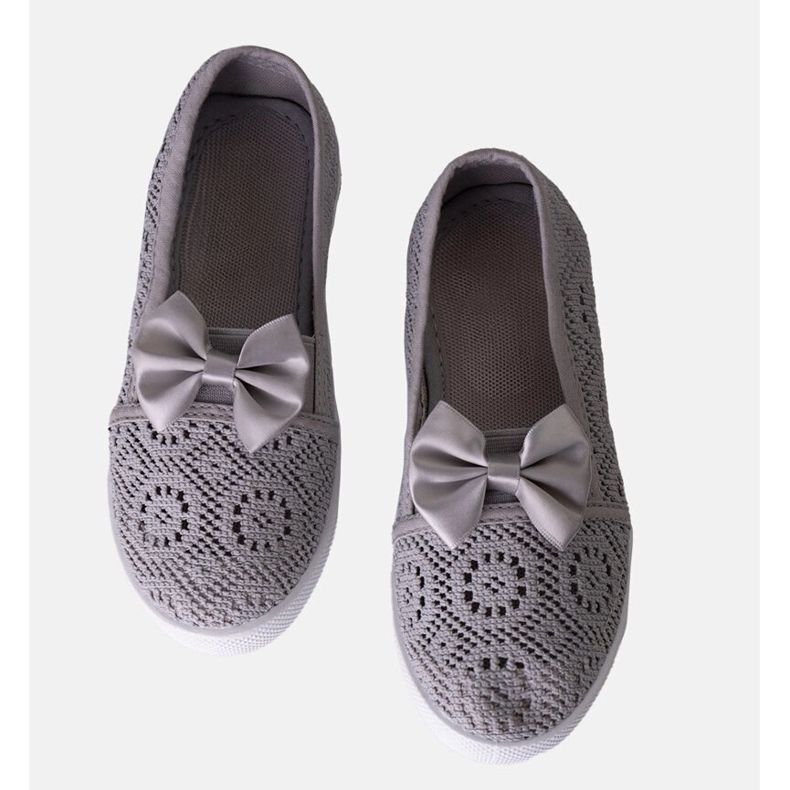 Gray openwork ballet flats for children Bubby grey 1