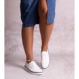 White and navy blue openwork Biserka sneakers 1