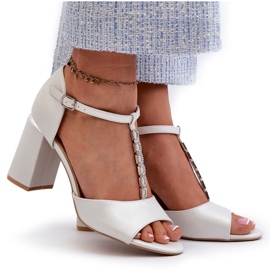 Vinceza Silver high-heeled sandals with cubic zirconia 4