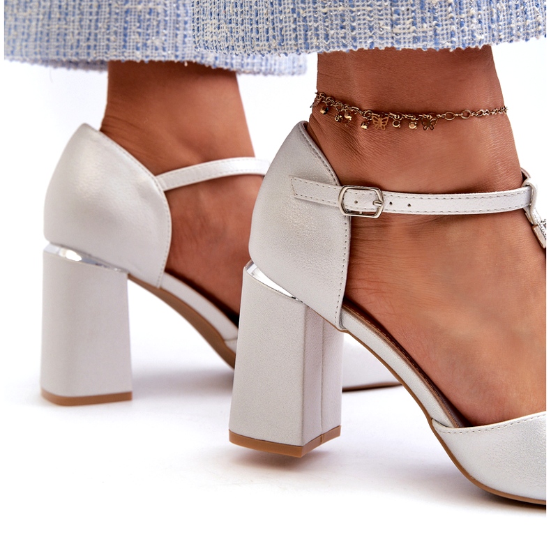 Vinceza Silver high-heeled sandals with cubic zirconia 2