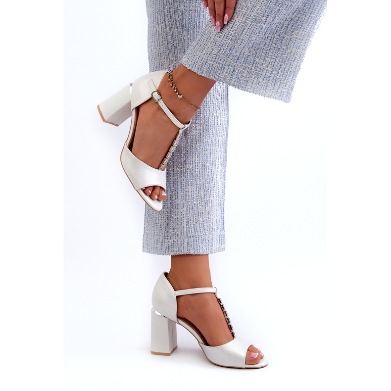 Vinceza Silver high-heeled sandals with cubic zirconia 3