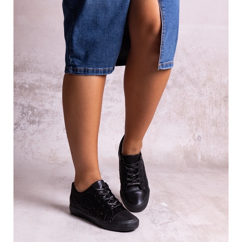 Bez marki Black openwork Safune sneakers 1