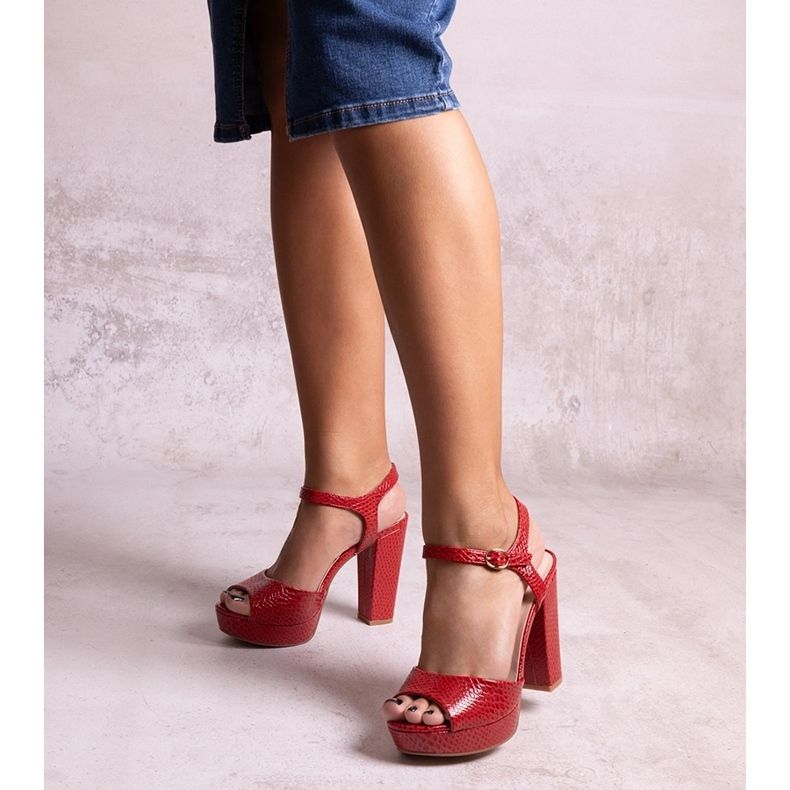 Red snakeskin heel sandals Nidia 1