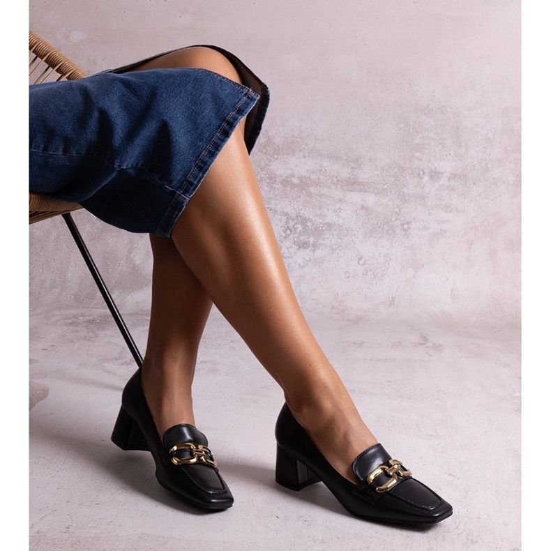 Alhena Black Square Toe Pumps 1