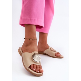 Women's Flat Sandals With Decoration Beige Rivashea 2