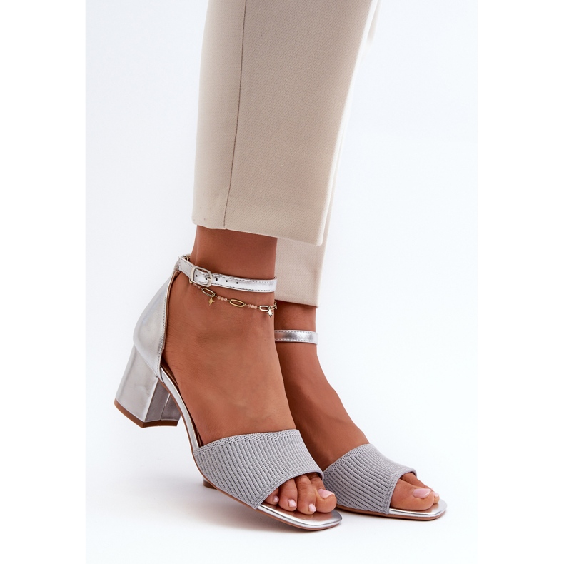Women's Sandals On The Heel Silver Desvia 1