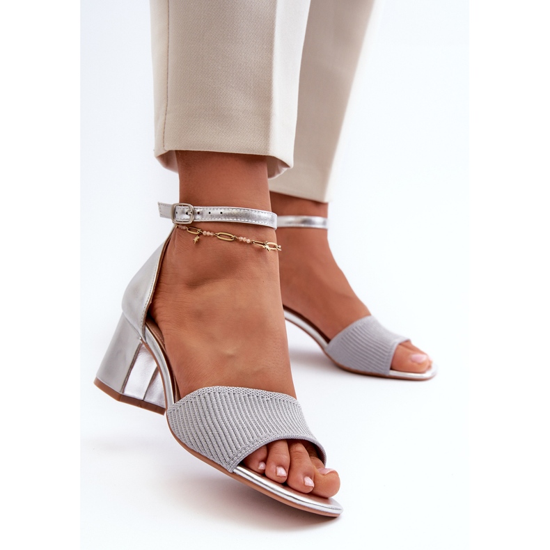 Women's Sandals On The Heel Silver Desvia 2