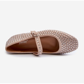 Eco Suede Ballerinas Decorated with Rhinestones Beige Tinara 1 Eco Suede Ballerinas Decorated with Rhinestones Beige Tinara 1
