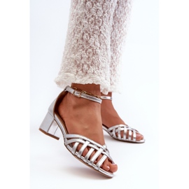 Women's Sandals Eco Leather Low Heel Silver Monsha 2